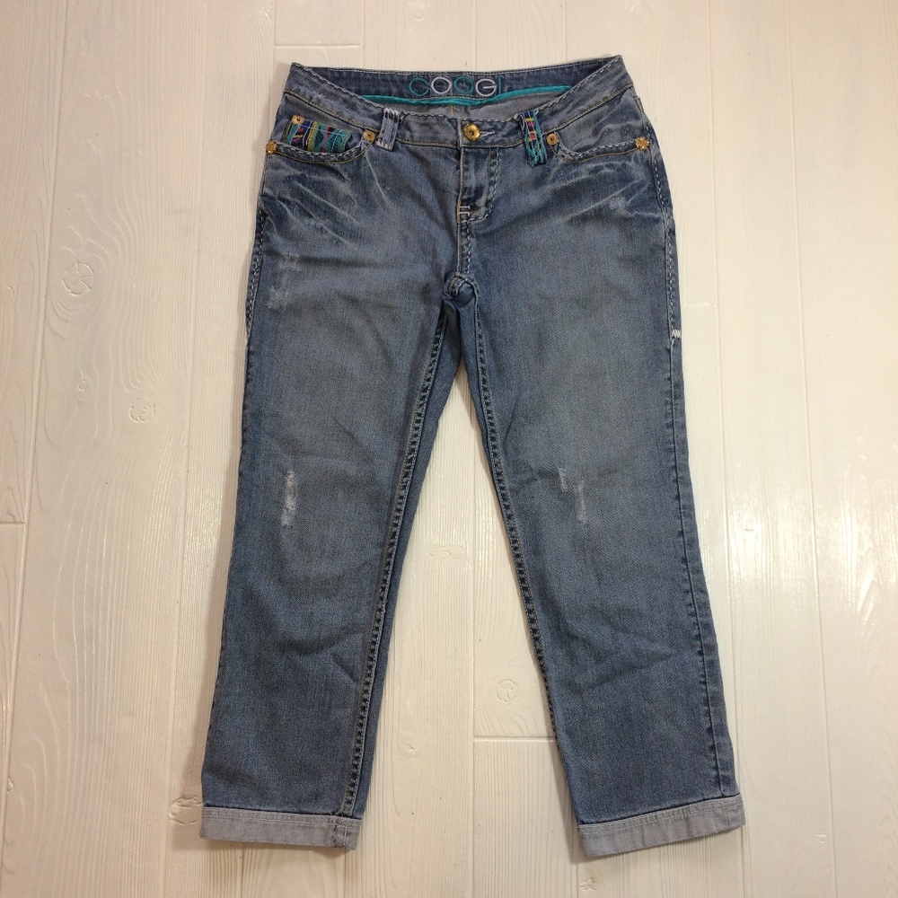 ❤️COOGI  Crop Ankle RollUp Jeans Embroidered 7/8 - Picture 3 of 8